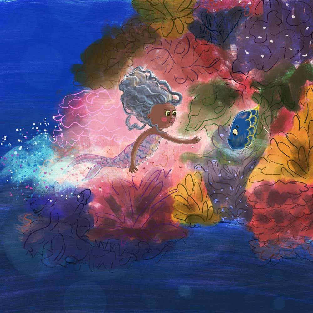 Mermaid And Fish Square