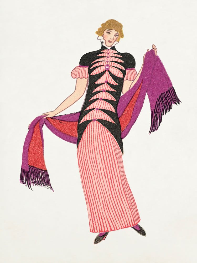 Woman In A Long Tubular Pink Dress (1912), Otto Friedrich Carl Lendecke