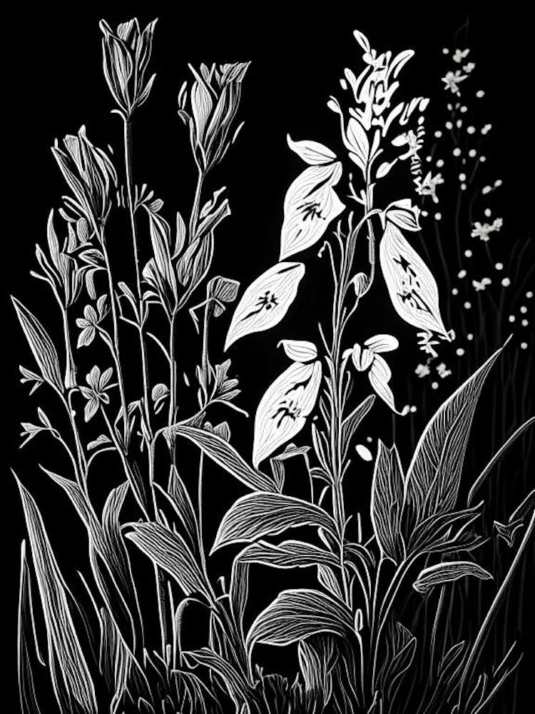 Fringed Loosestrife Wildflower Linocut