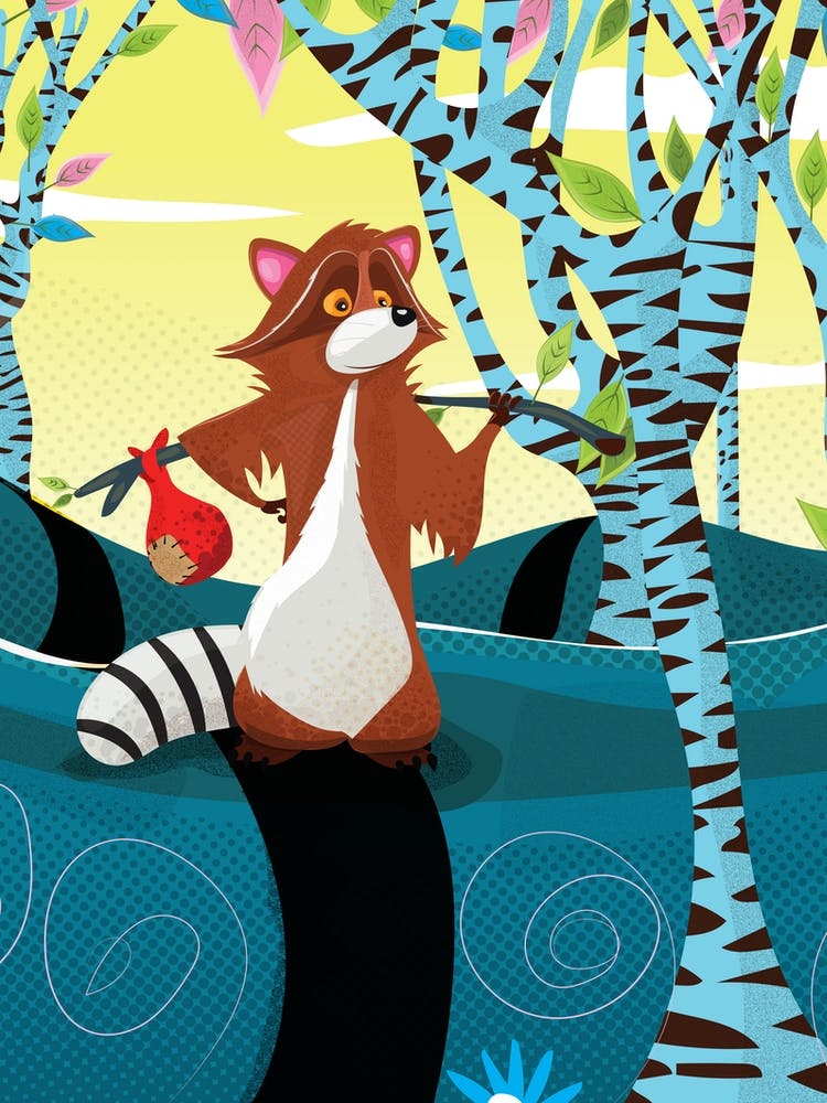 Raccoon In The Forest