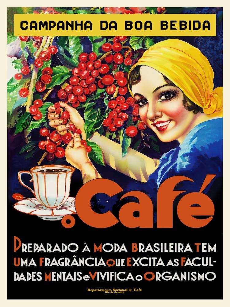 Campanha do Café Poster — Retro Brazilian coffee wall art, vintage advertising print