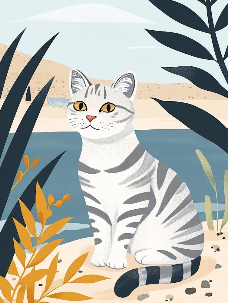 American Shorthair Cat Storybook Illustration 2