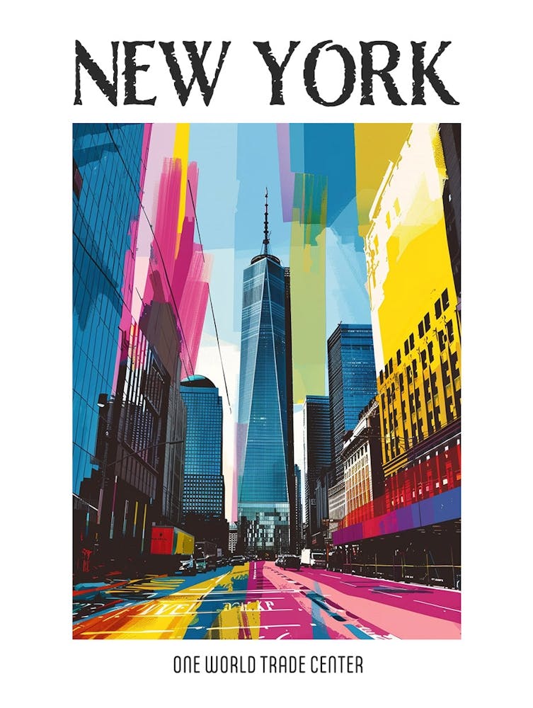 One World Trade Center New York Colourful Silkscreen Illustration 3 Poster