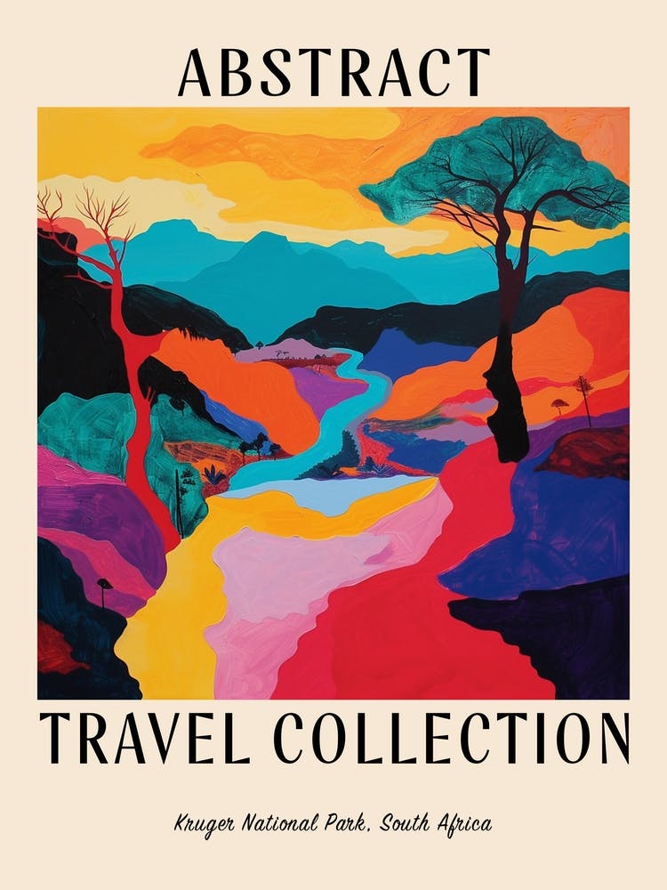 Abstract Travel Collection Poster Kruger National Park South Africa 1