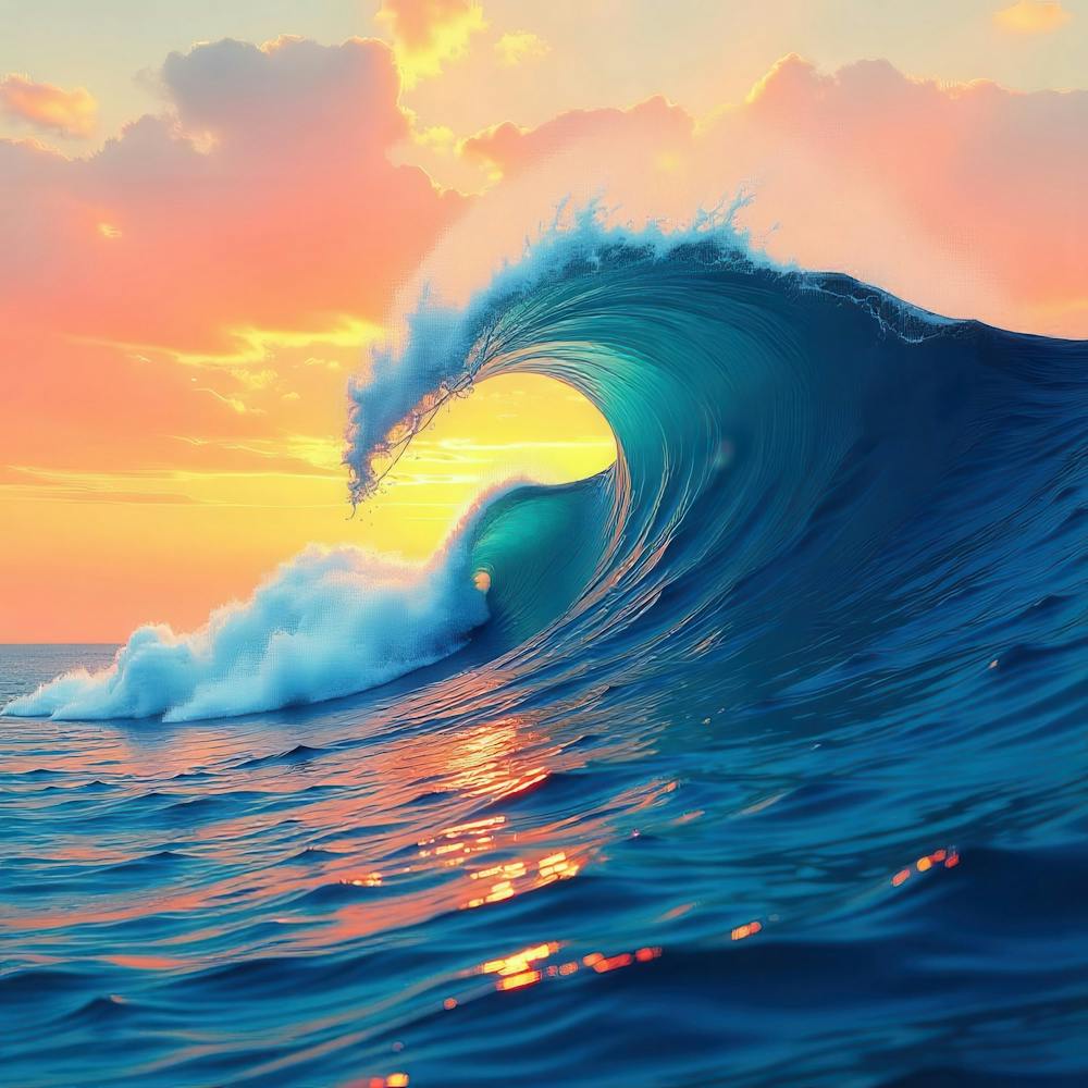 Ocean Wave At Sunset 1