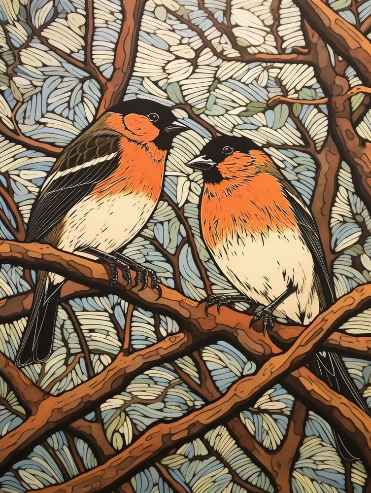 Art Nouveau Birds Poster Cedar Waxwing 3