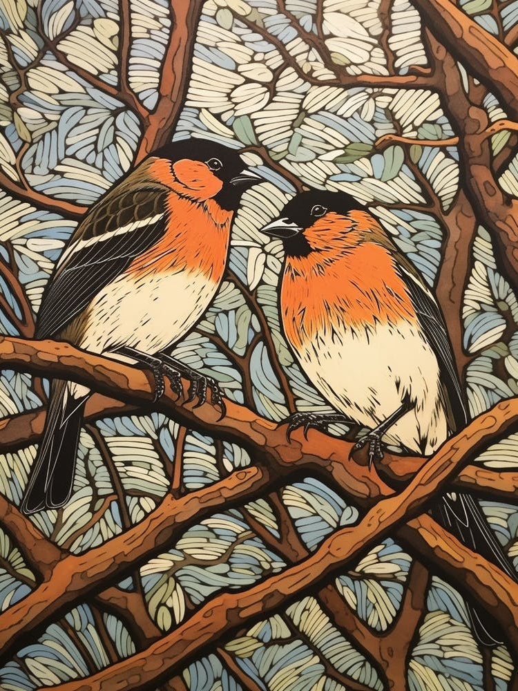 Art Nouveau Birds Poster Cedar Waxwing 3