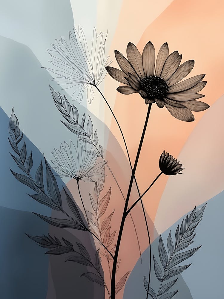 Beige Botanical Flow with Organic Texture