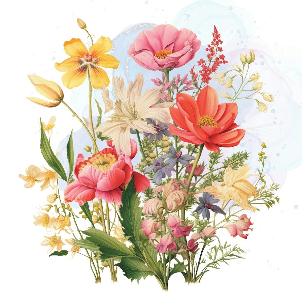 Bouquet de Fleurs à l'Aquarelle