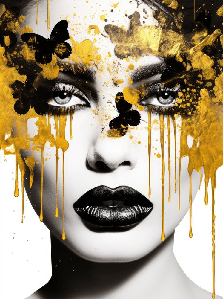 Portrait Of A Woman With Yellow Paint