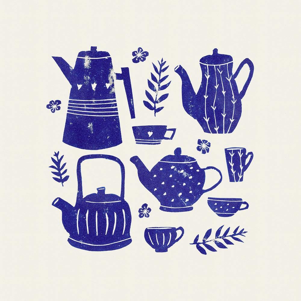 Teezeit Blaues Quadrat
