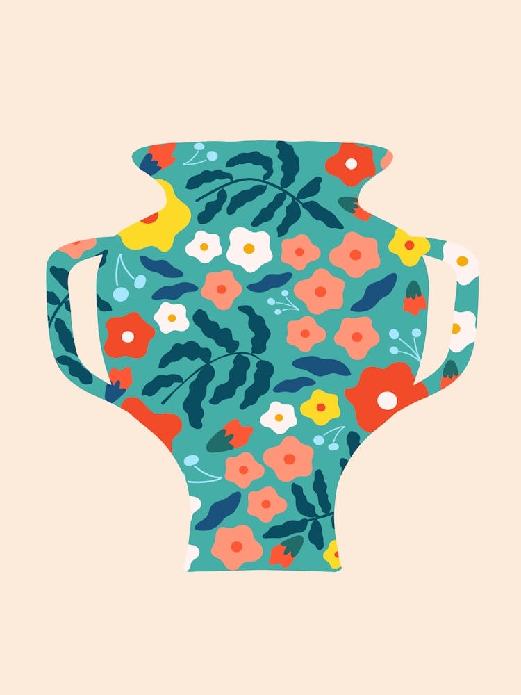 Boho Matisse Style Floral Vase