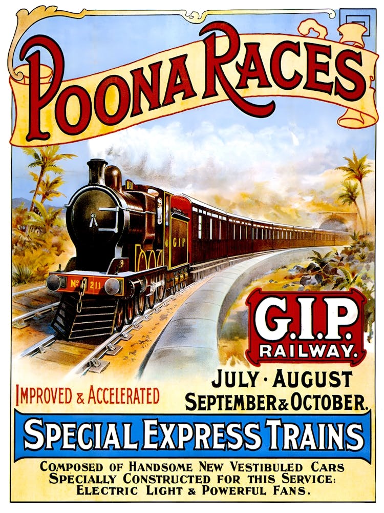 Steam Train Locomotive, Vintage Railway Poster