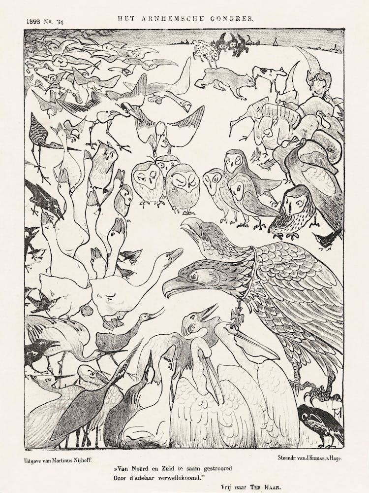 Two Headed Eagle Surrounded By Birds (1893), Theo Van Hoytema