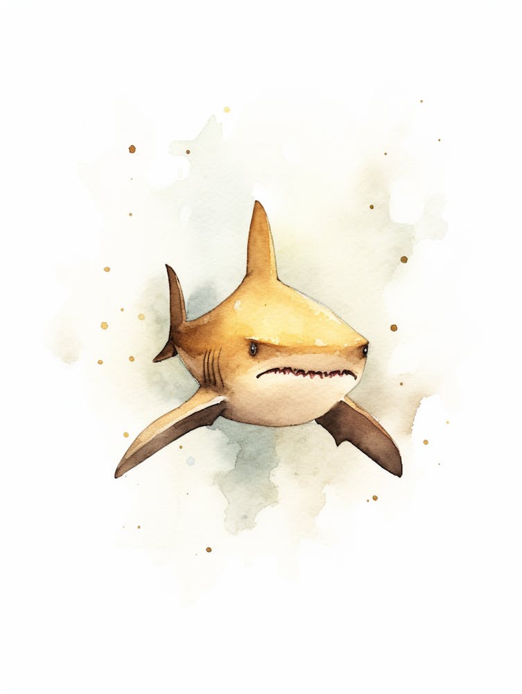 Cartoon Watercolour Nurse Shark Kids Nursery 1