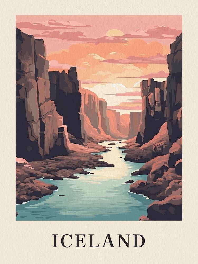 Vintage Travel Poster Iceland 2