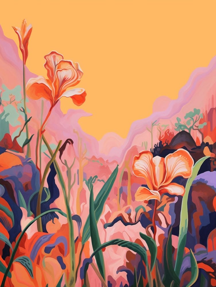 Boho Wildflower Painting Wild Iris 1