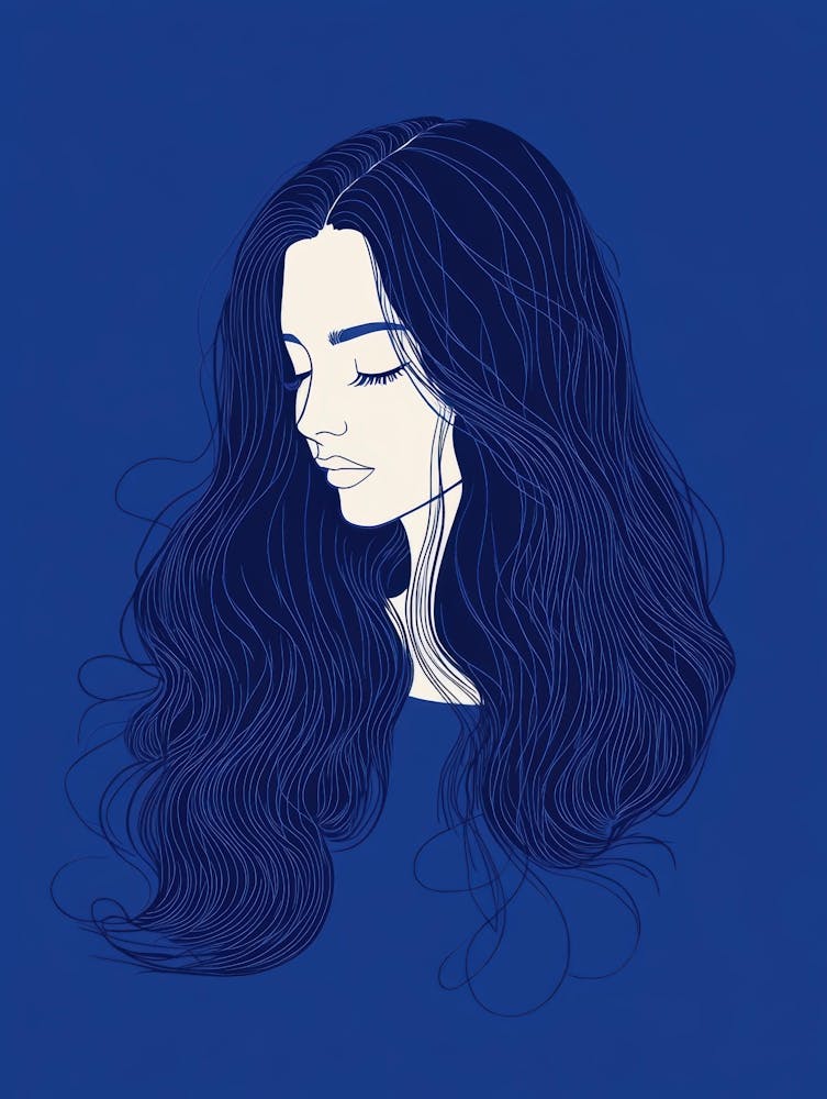 Blue Girl With Long Hair