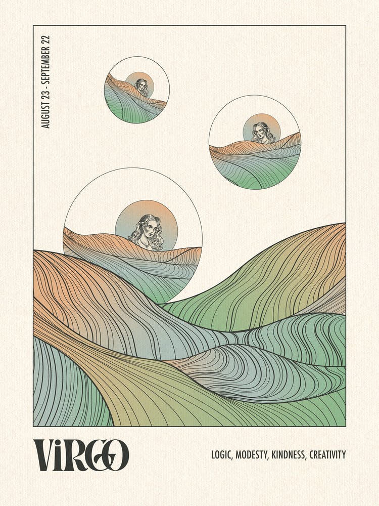 Virgo Star Sign Zodiac Art