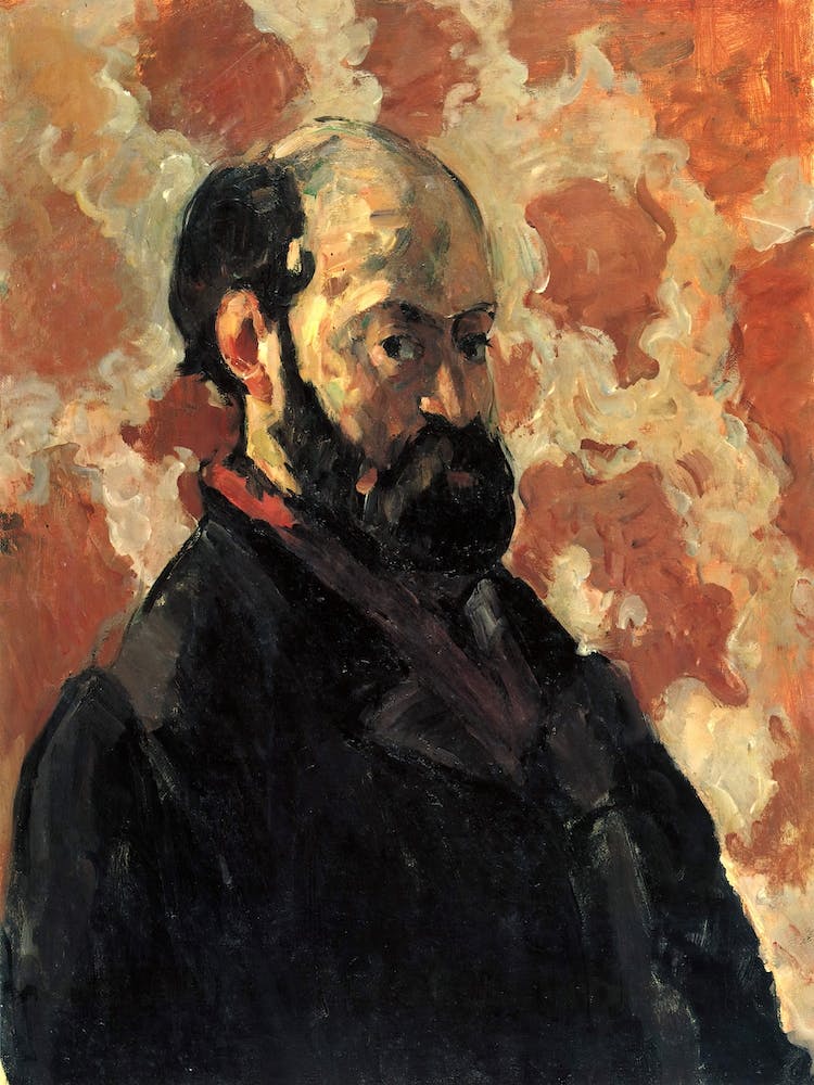 Self Portrait In Front Of A Pink, Paul Cézanne