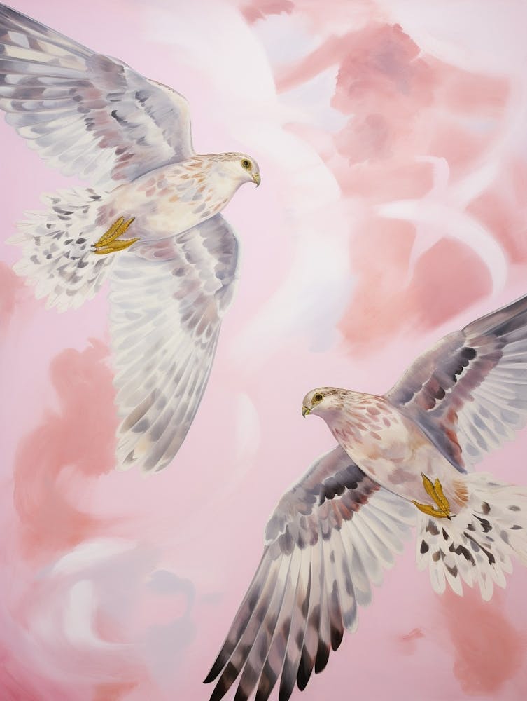 Pink Ethereal Bird Painting Harrier