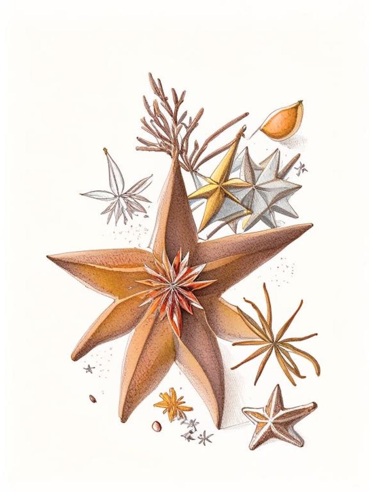 Star Anise Spices And Herbs Pencil Illustration 2