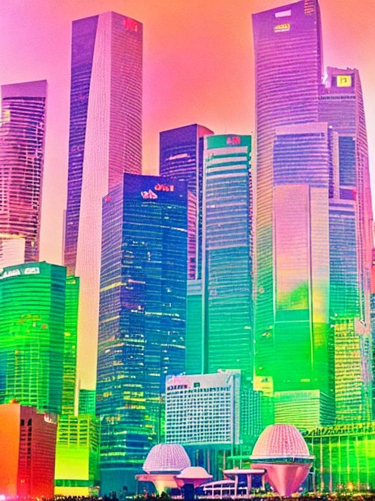 Marina Bay Singapore Retro Risograph Print 2 harbour