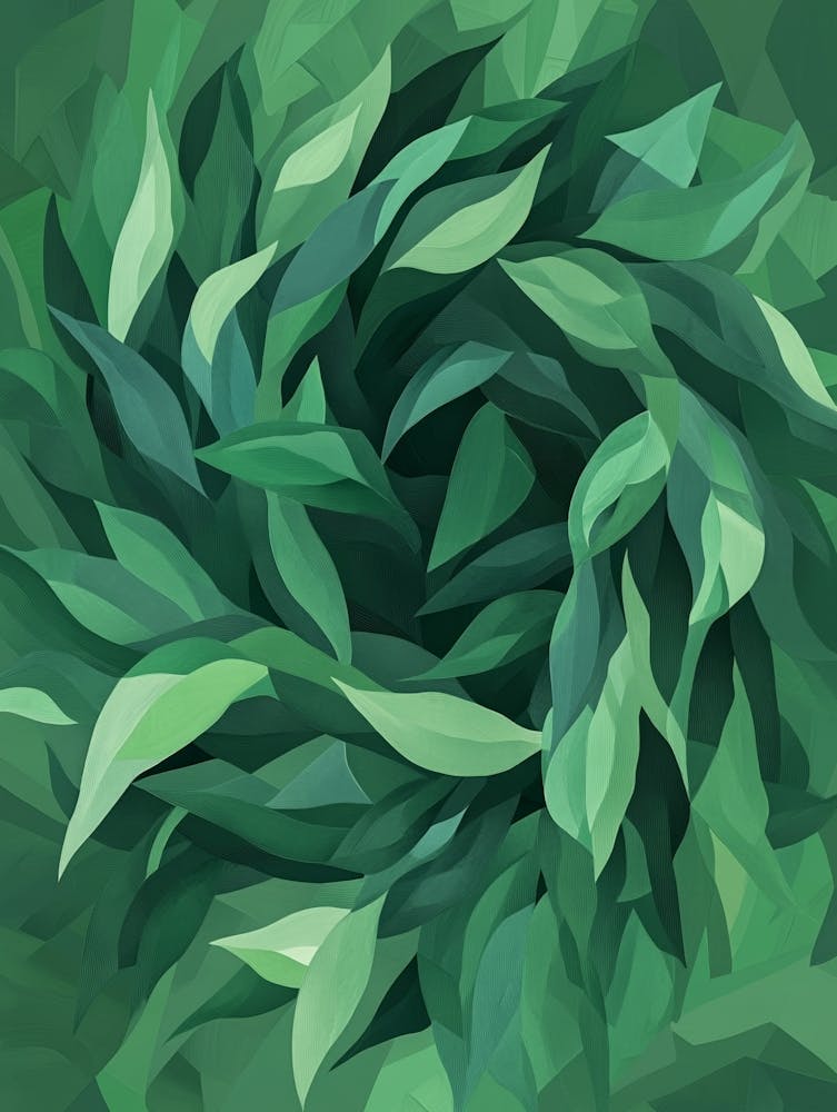 Abstract Green Leaves Background Art