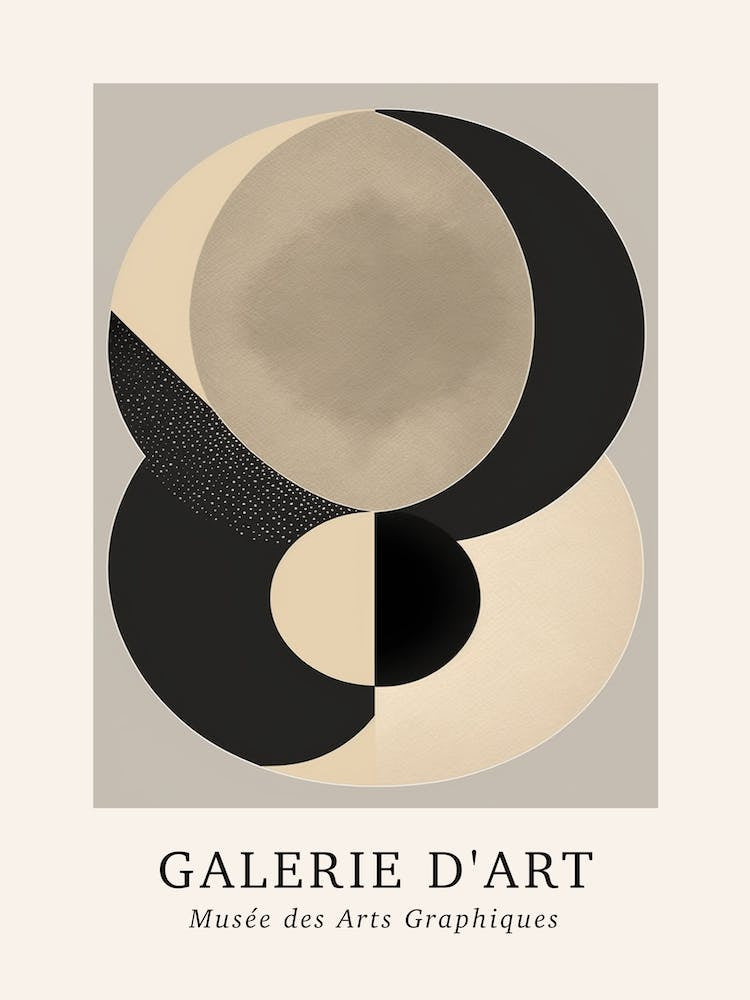Galerie D'Art Abstract Geometric Circle Beige And Black 2