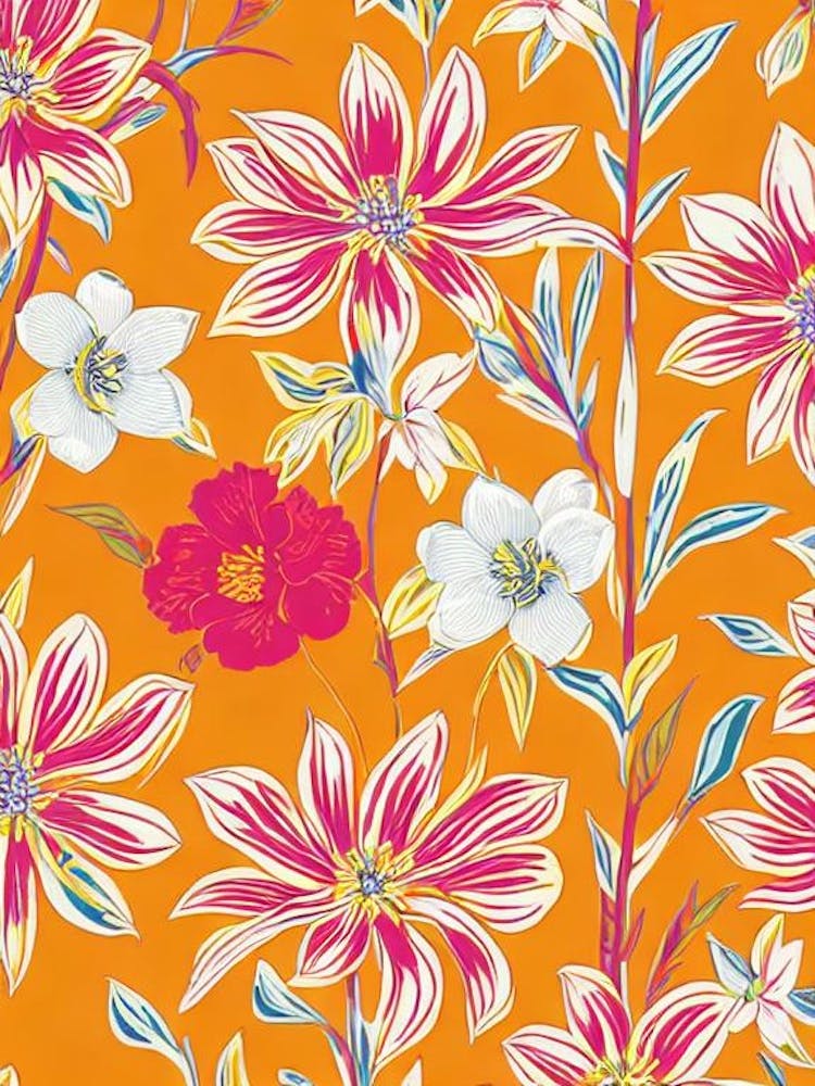 Tiger Lily Floral Print Warm Tones 1 Flower