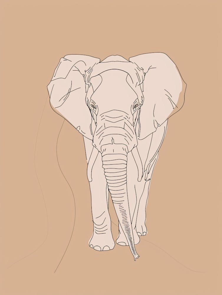 Elefantenzeichnung - Boho, Linienkunst 5