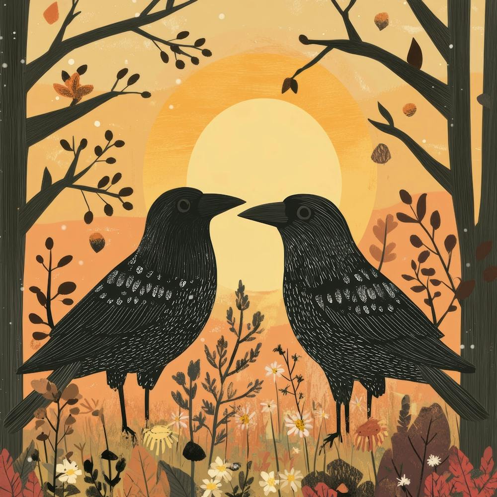 Crows At Sunset 2