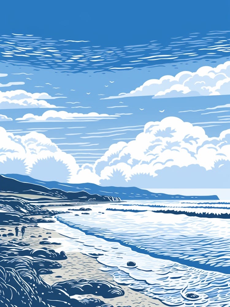 A Screen Print Of Croyde Bay Beach Devon2