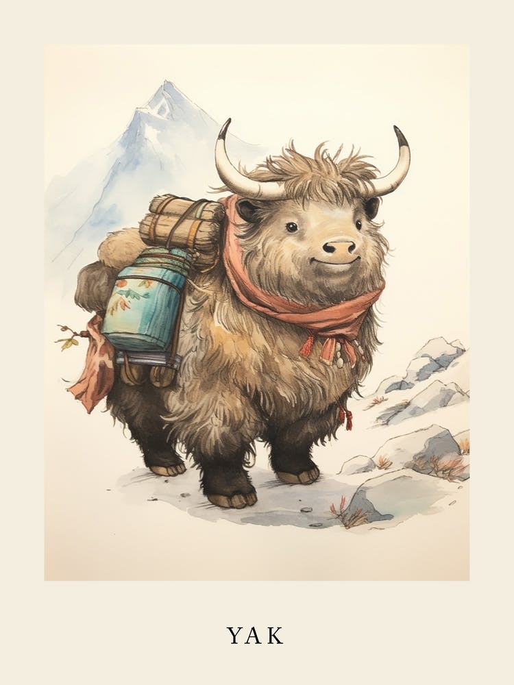 Beatrix Potter Inspired  Animal Watercolour Yak 2