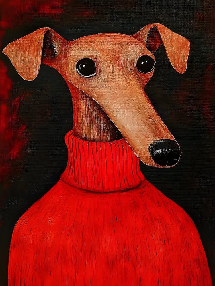 Windhund In Rotem Pullover