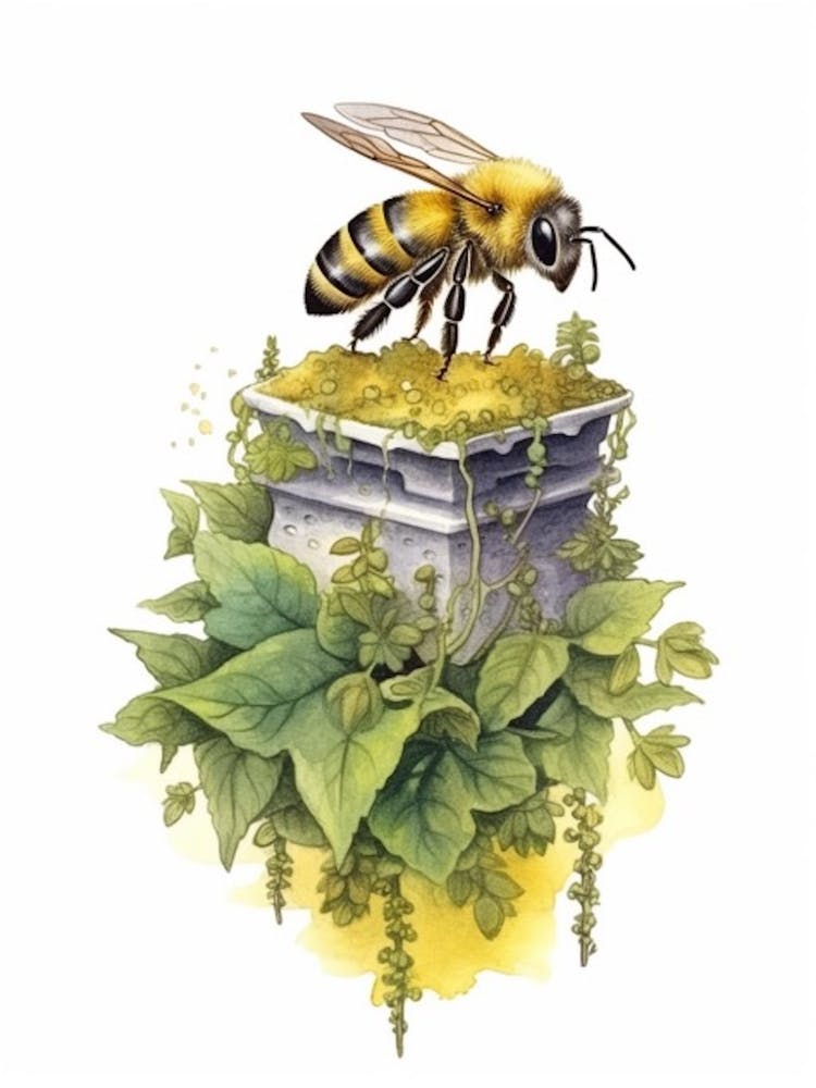 Alfalfa Leafcutter Bee Beehive Watercolour Illustration 4