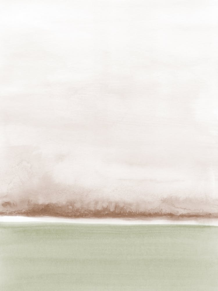 Minimale Aquarell-Landschaft Sepia und Olive
