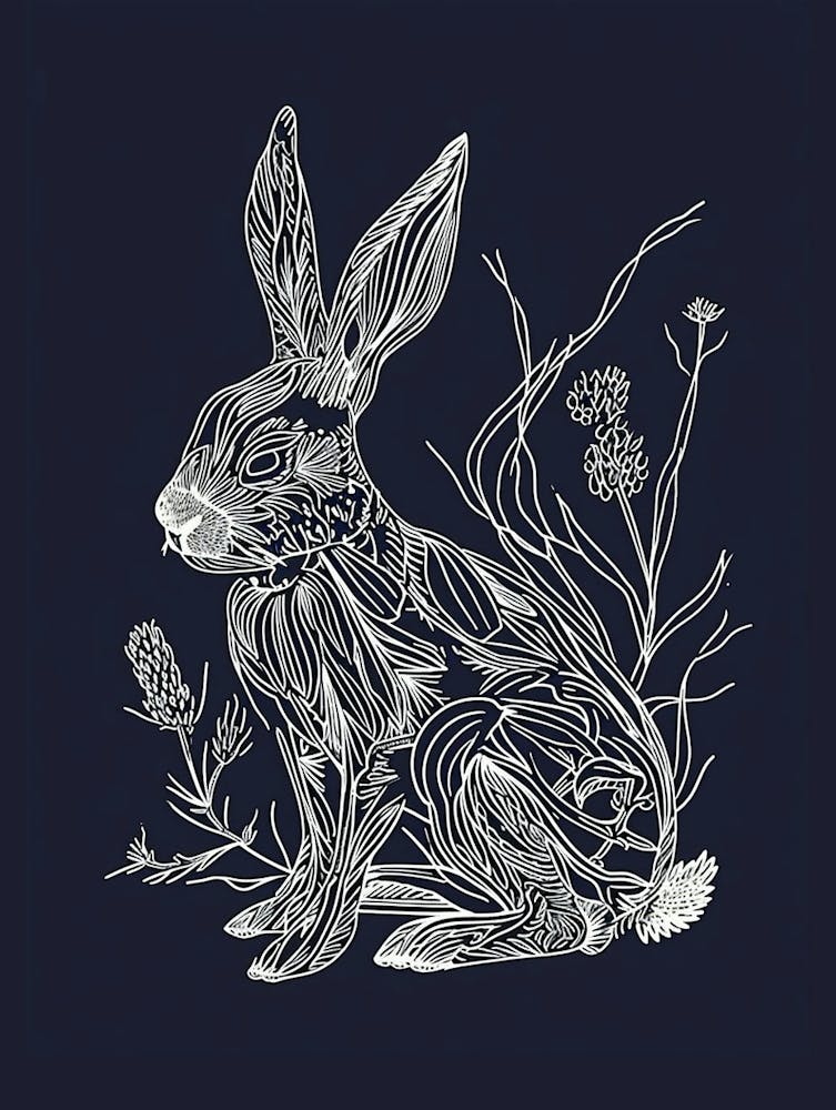 Harlequin Rabbit Minimalist Illustration 2