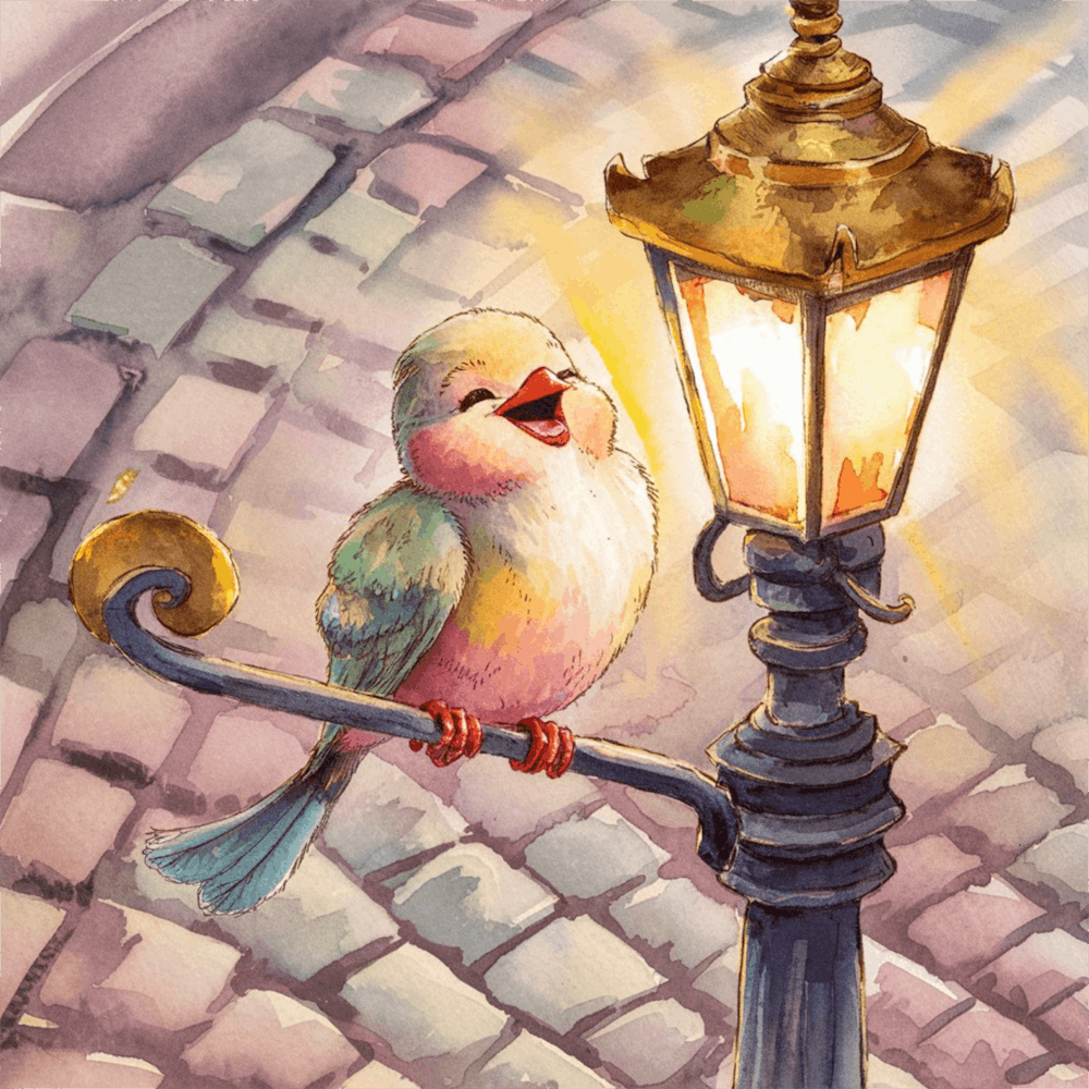 watercolor bird perched on a lamppost 3