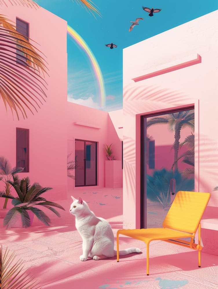 Pink House With A Cat