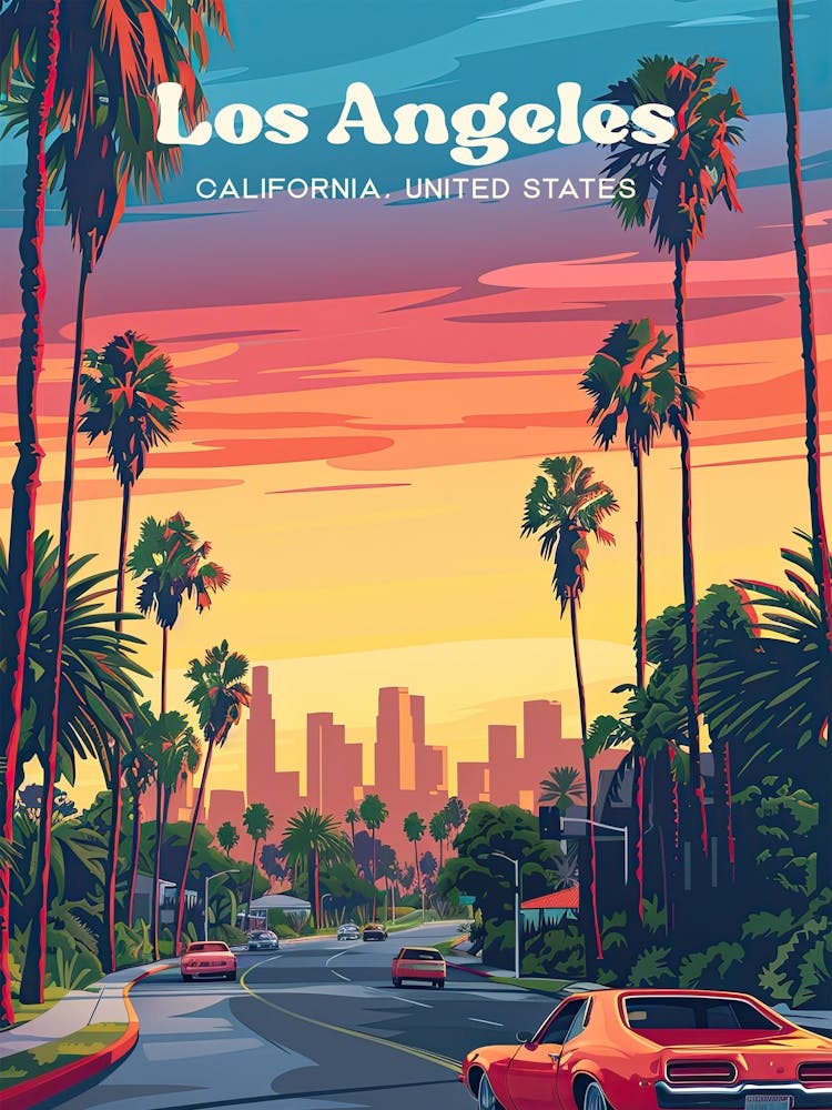 Los Angeles California Holiday Travel Art