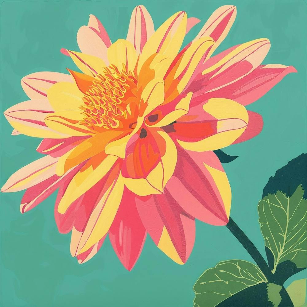 Dahlia 1 Illustration Florale Carrée