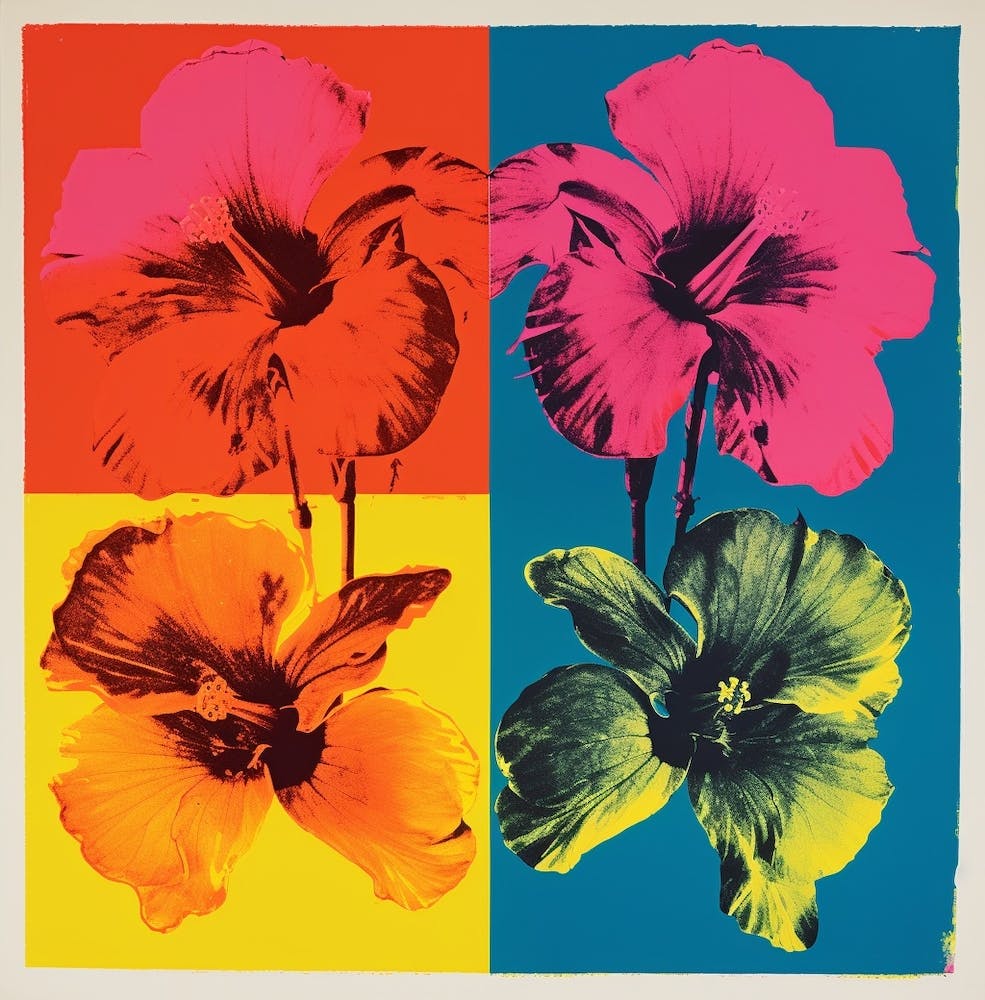 Andy Warhol Style Pop Art Flowers Flowers 2 Square