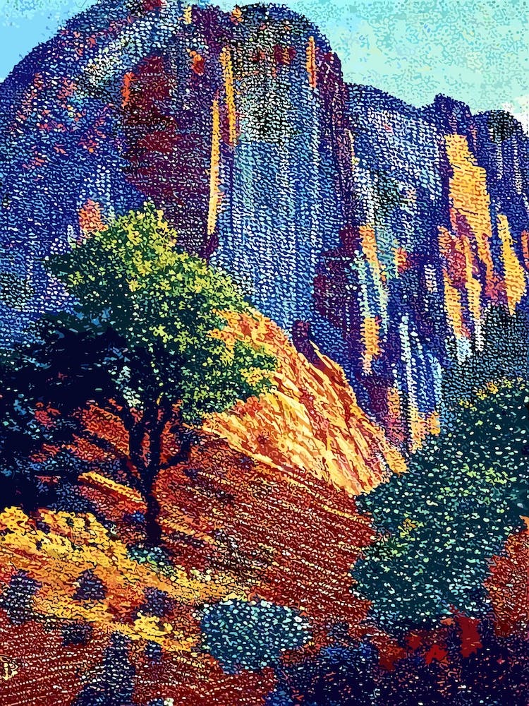 Zion National Park United States Of America Pointillism