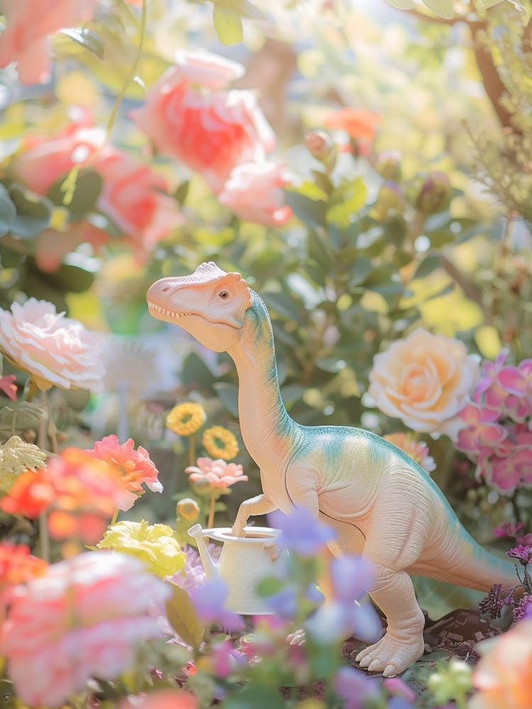 Dinosaure Jouet Pastel Dans Le Jardin 1