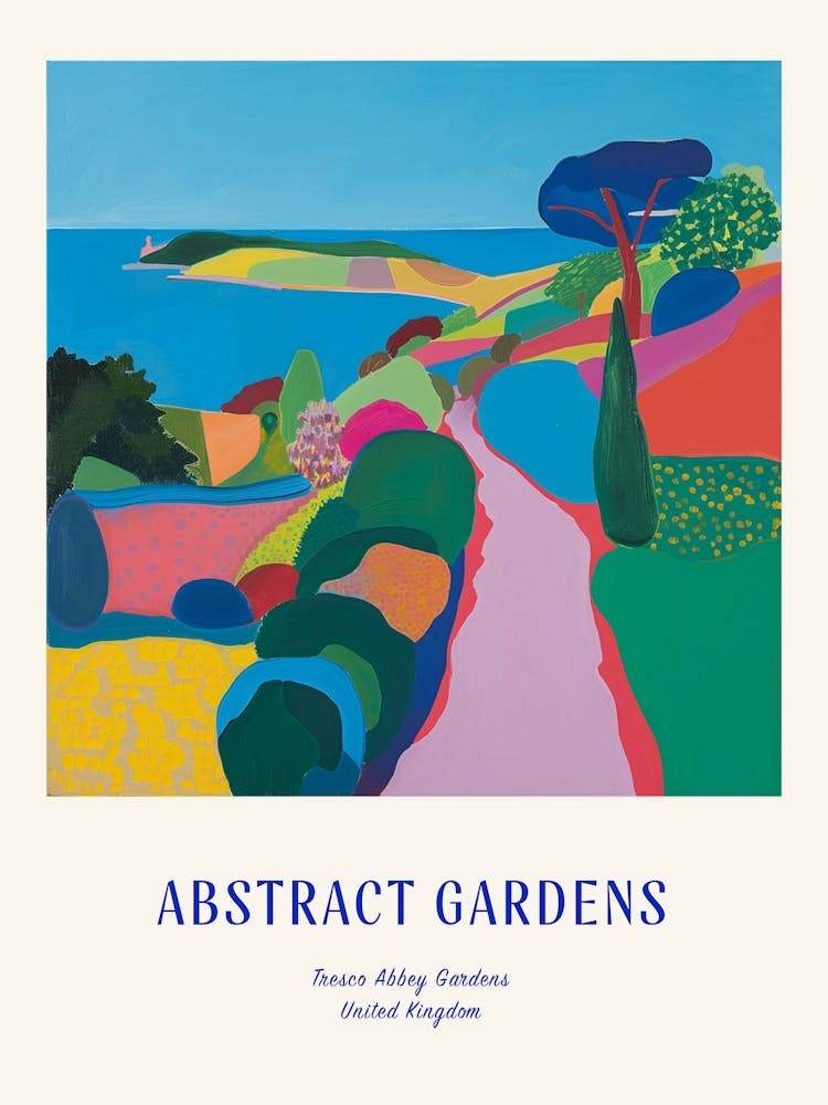Colourful Gardens Tresco Abbey Gardens United Kingdom 4 Blue Poster