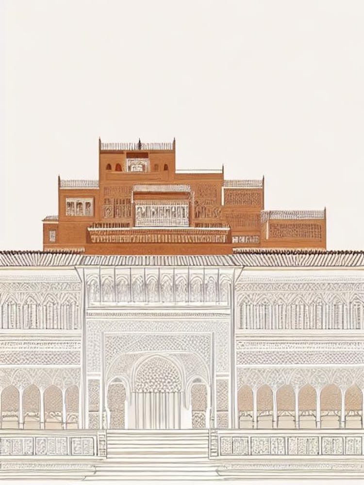 Alhambra 3 Granada Boho Landmark Illustration