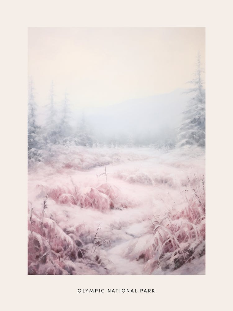 Dreamy Winter National Park Poster  Olympic National Park United States 1