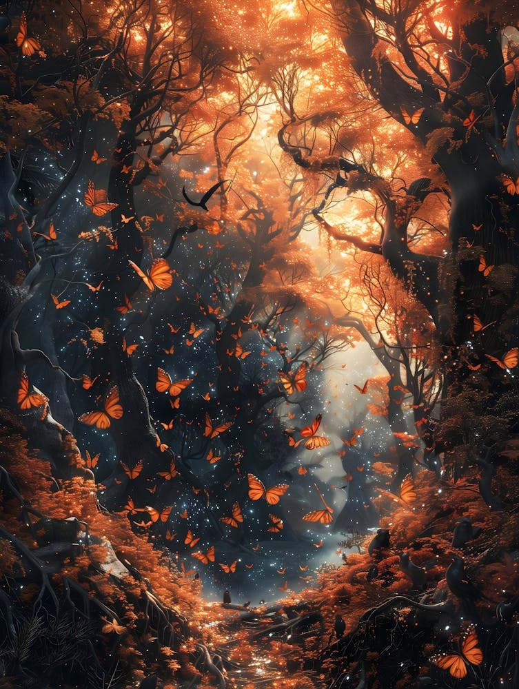 Wald der Schmetterlinge, Bichromatisch, Surrealismus, Impressionismus