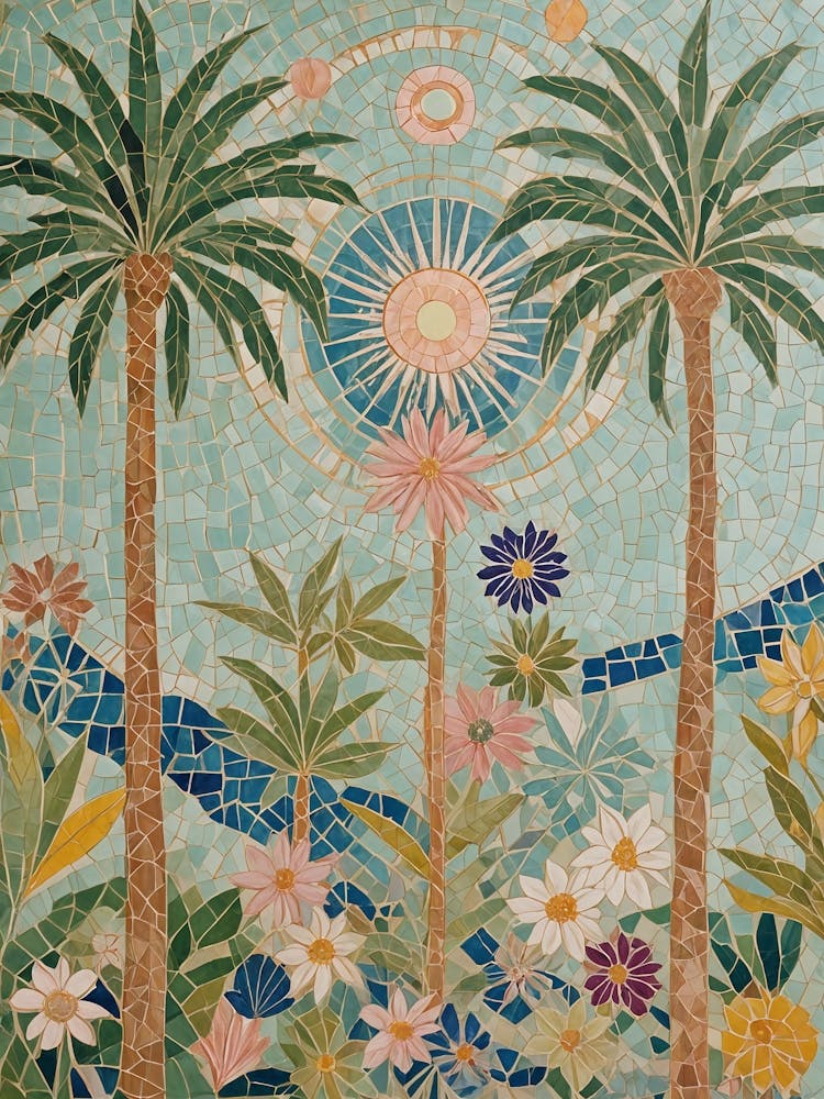 Pastel Palm Trees Mosaic